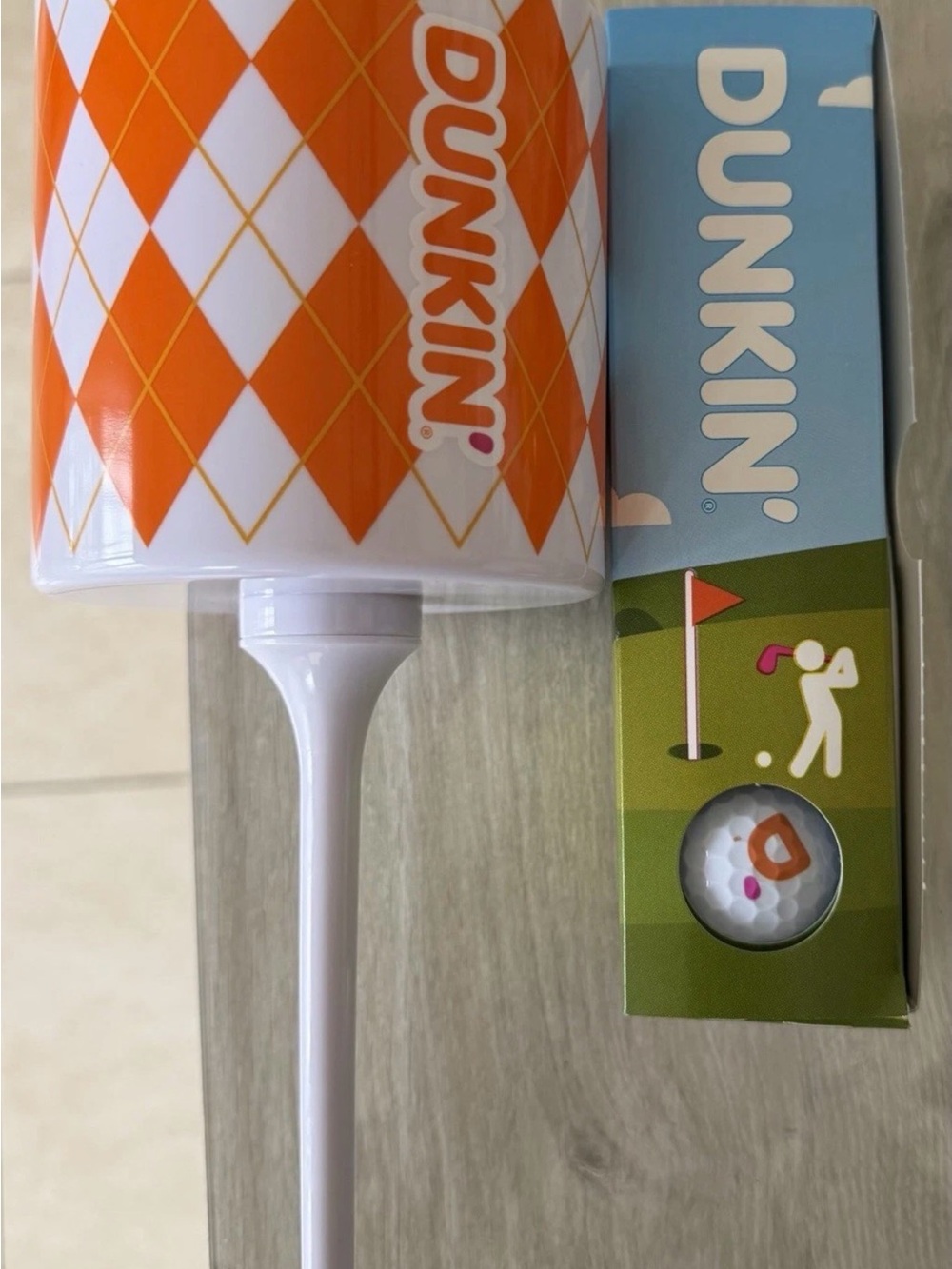 Dunkin' Orange Argyle Yard Stake - Party Lawn Decor
